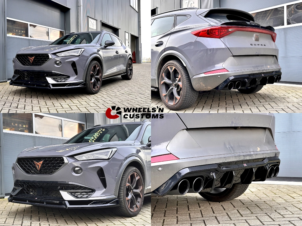 Side Skirts Diffusers Cupra Formentor Rear Valance V.3 + Black Exhaust Ends Imitation Cupra Formentor Mk1 / Diffuser Lower Spoiler Cap 3D Cupra Formentor Mk1 Front Splitter V.4 Cupra Formentor Mk1