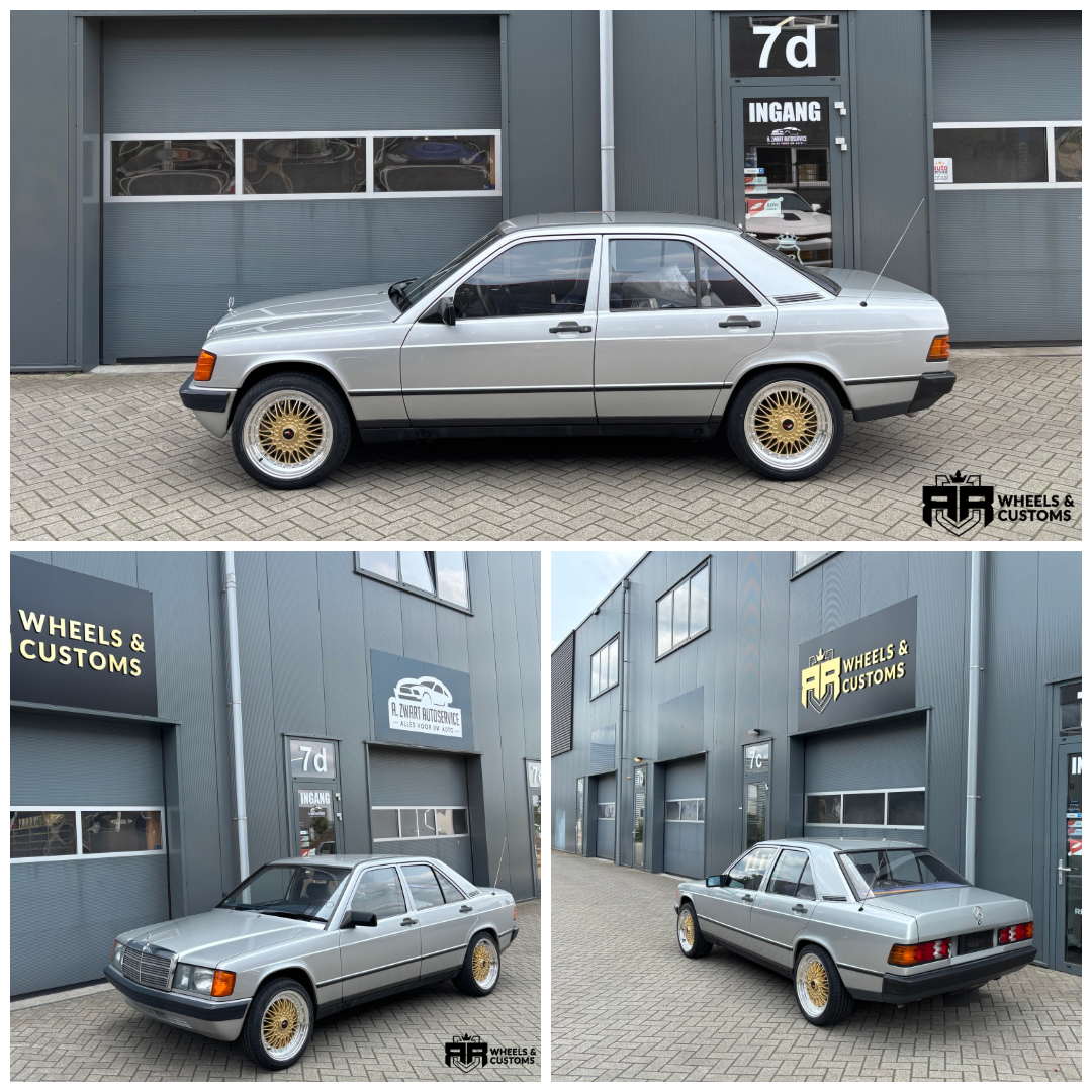 Mercedes 190E - 17 inch Japan Racing JR9 Gold Machined Lip - 5x112 7.5J ET35